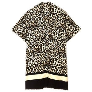 Lightweight Leopard Print Bordered Kimono